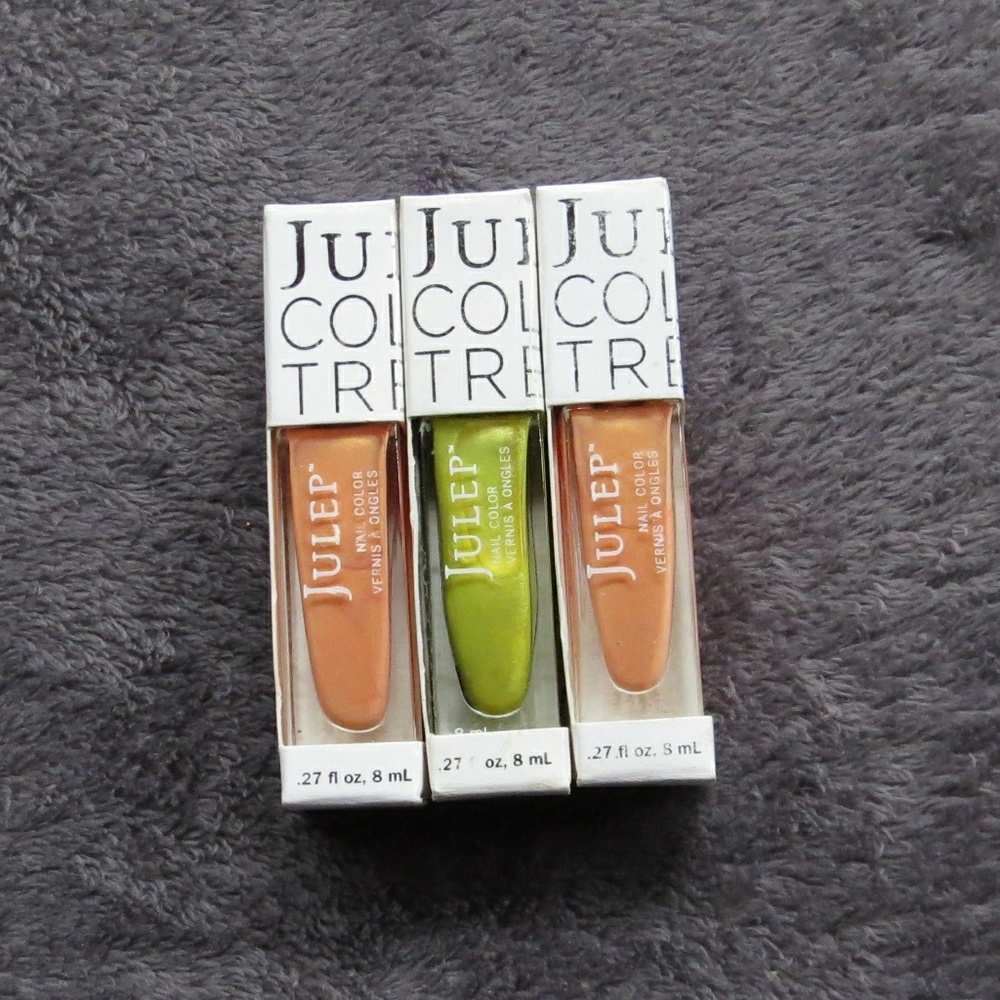 3 Julep Nail polishes - 2 orange and 1 green